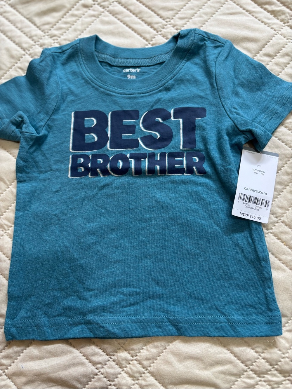 Carter's 9M Teal 'Best Brother' Graphic Tee